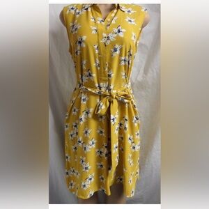 Ann Taylor Factory Yellow and White Floral Midi Dress